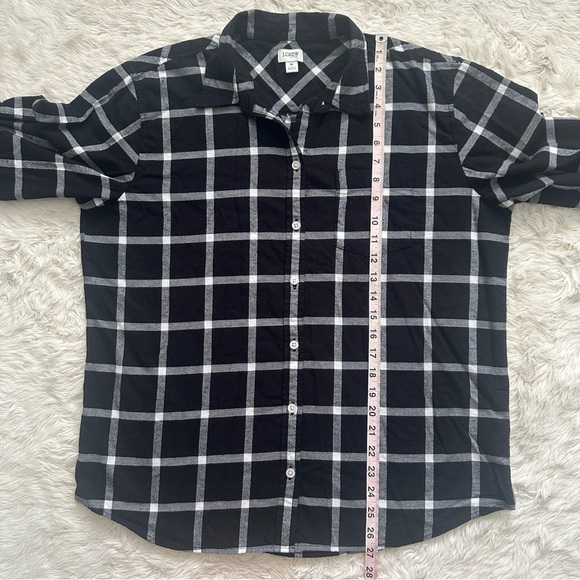 J. Crew Factory Top Flannel Shirt Button Down Long Sleeve Cotton Black White M - Picture 12 of 13